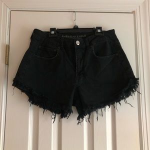 Distressed black shorts